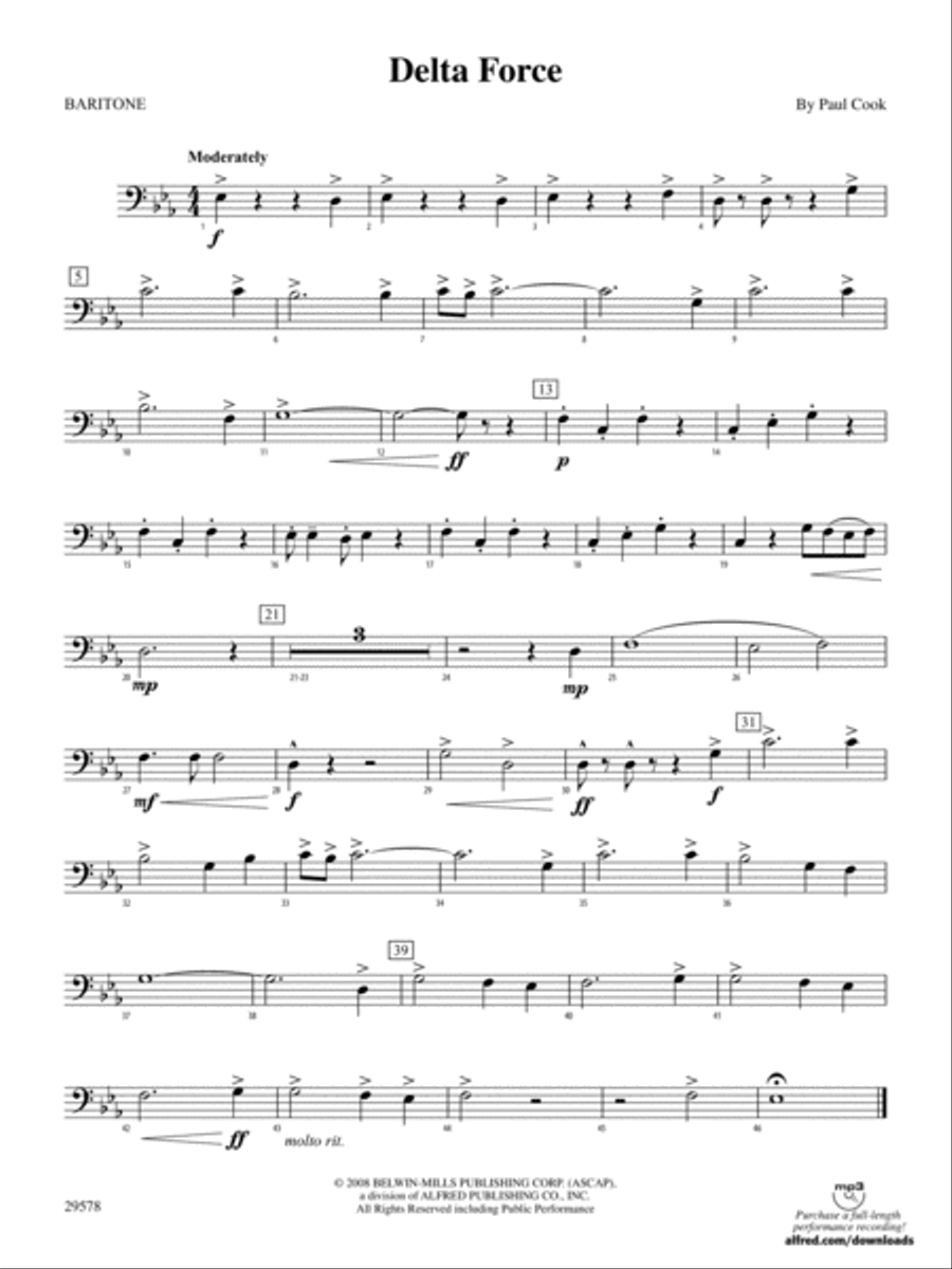 Delta Force: Baritone B.C. Concert Band scores gallery preview page 1