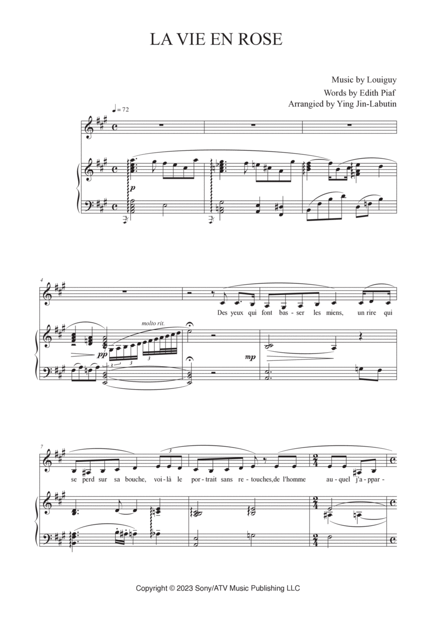 La Vie En Rose Voice scores gallery preview page 1