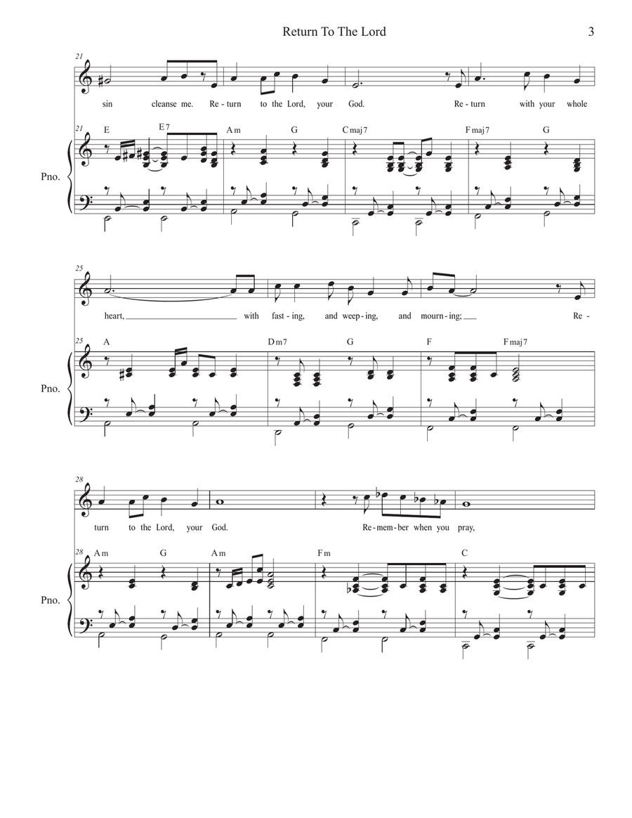 Return To The Lord (Unison choir) Unison Choir scores gallery preview page 3