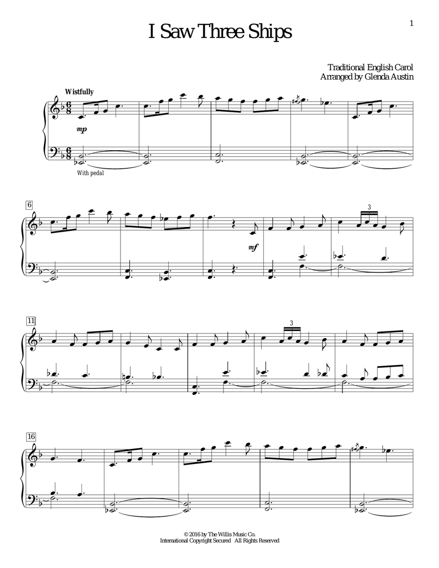 I Saw Three Ships I Saw Three Ships Piano Method scores gallery preview page 1