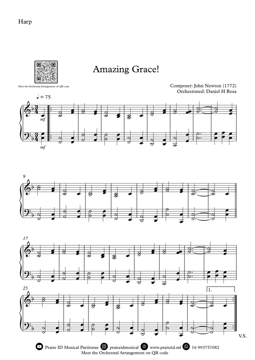 Amazing Grace How Sweet the sound - Easy Harp image number null