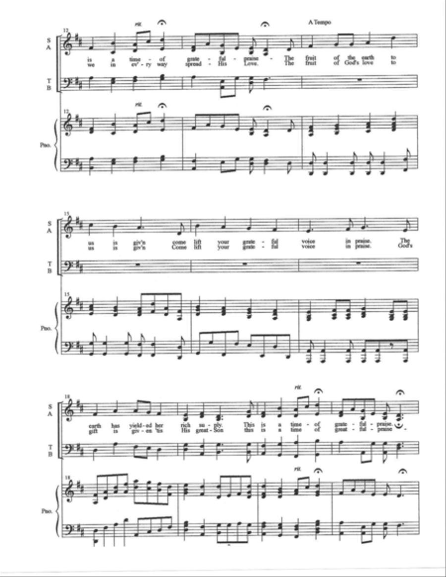 Thanksgiving Song - SATB Thanksgiving Song - SATB 4-Part scores gallery preview page 2