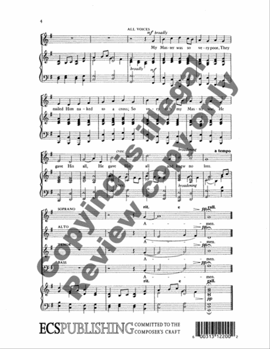 My Master Was So Very Poor 4-Part scores gallery preview page 4
