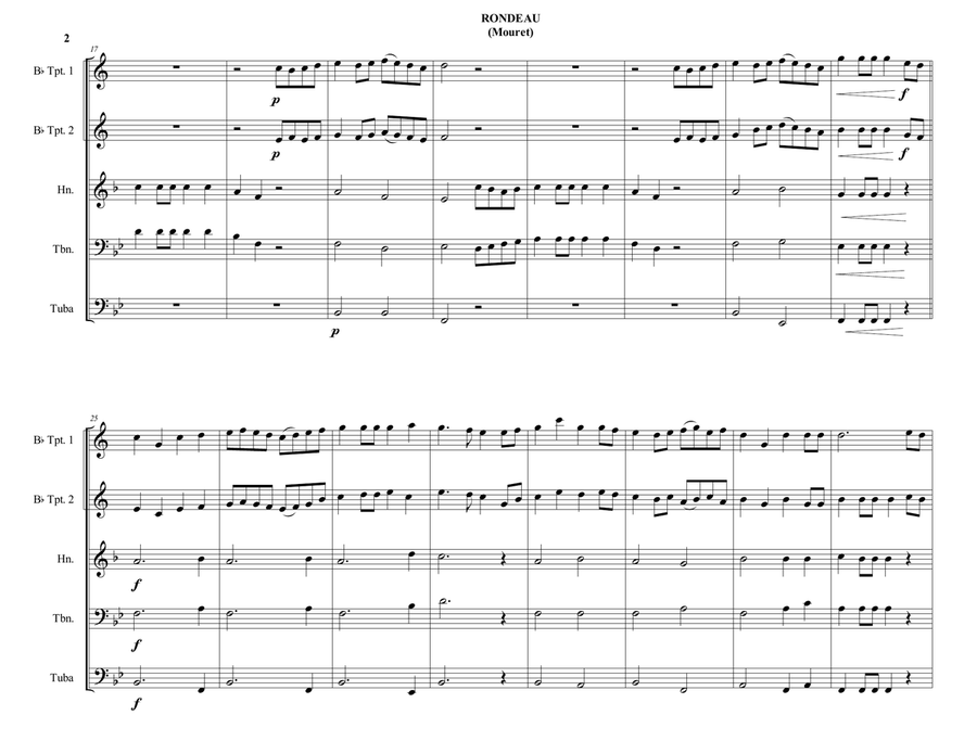 Rondeau (Mouret) - Brass Quintet - Intermediate Brass Quintet scores gallery preview page 2