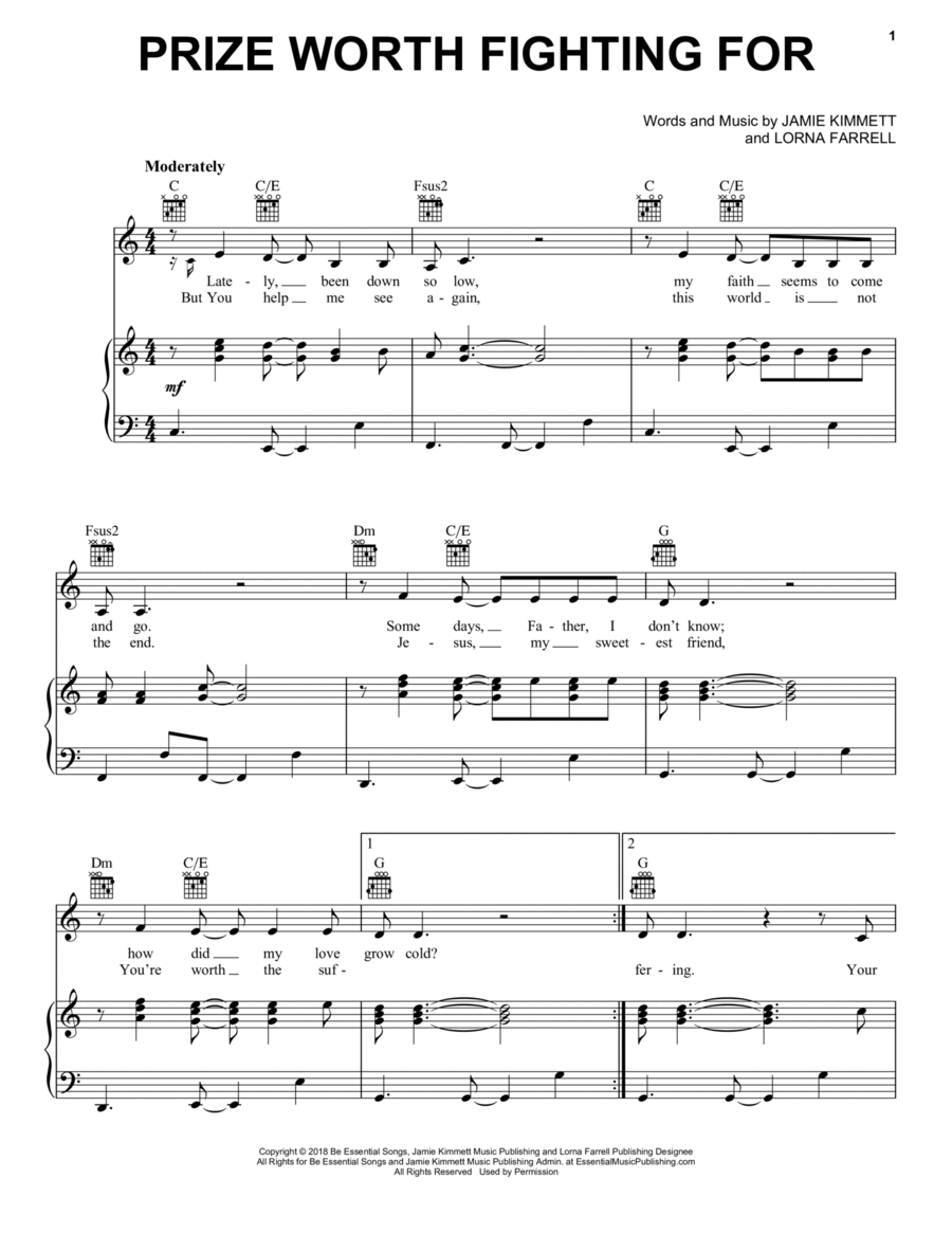 Prize Worth Fighting For Piano, Vocal, Guitar scores gallery preview page 1