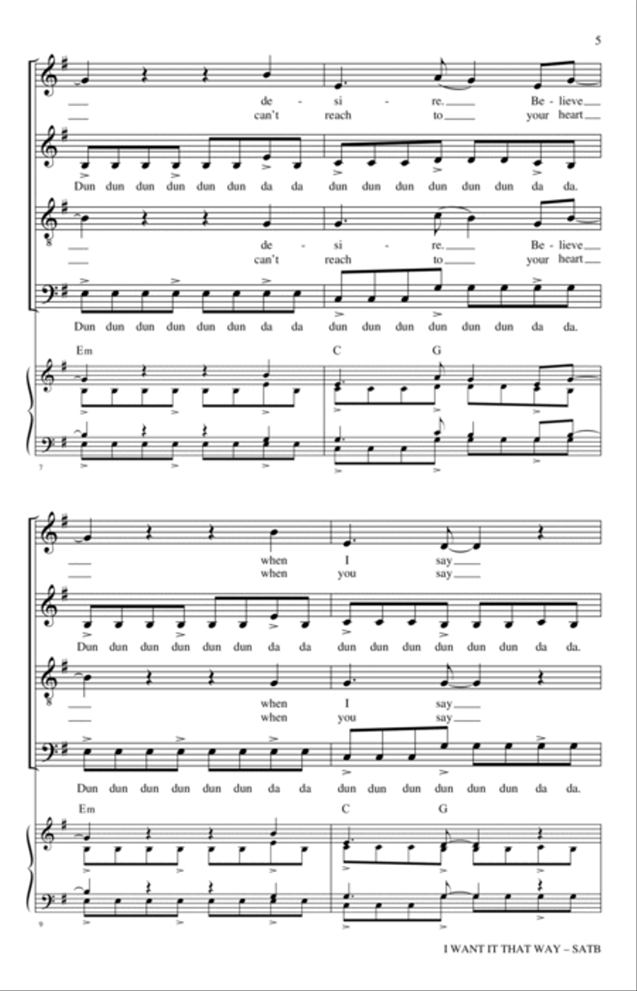I Want It That Way (arr. Nathan Howe) 4-Part scores gallery preview page 3