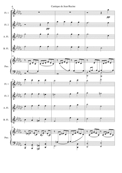 Cantique de Jean Racine for flute quartet (2 flutes, alto flute and bass flute) and piano image number null