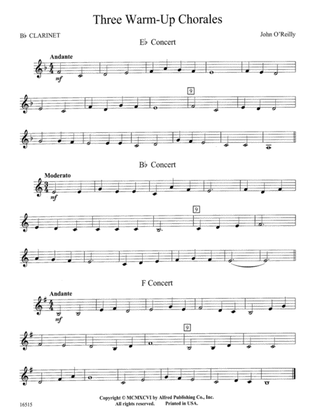 Three Warm-Up Chorales: 1st B-flat Clarinet
