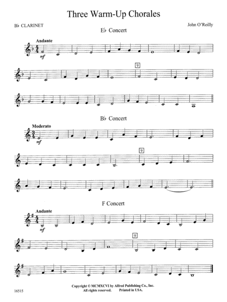 Three Warm-Up Chorales: 1st B-flat Clarinet
