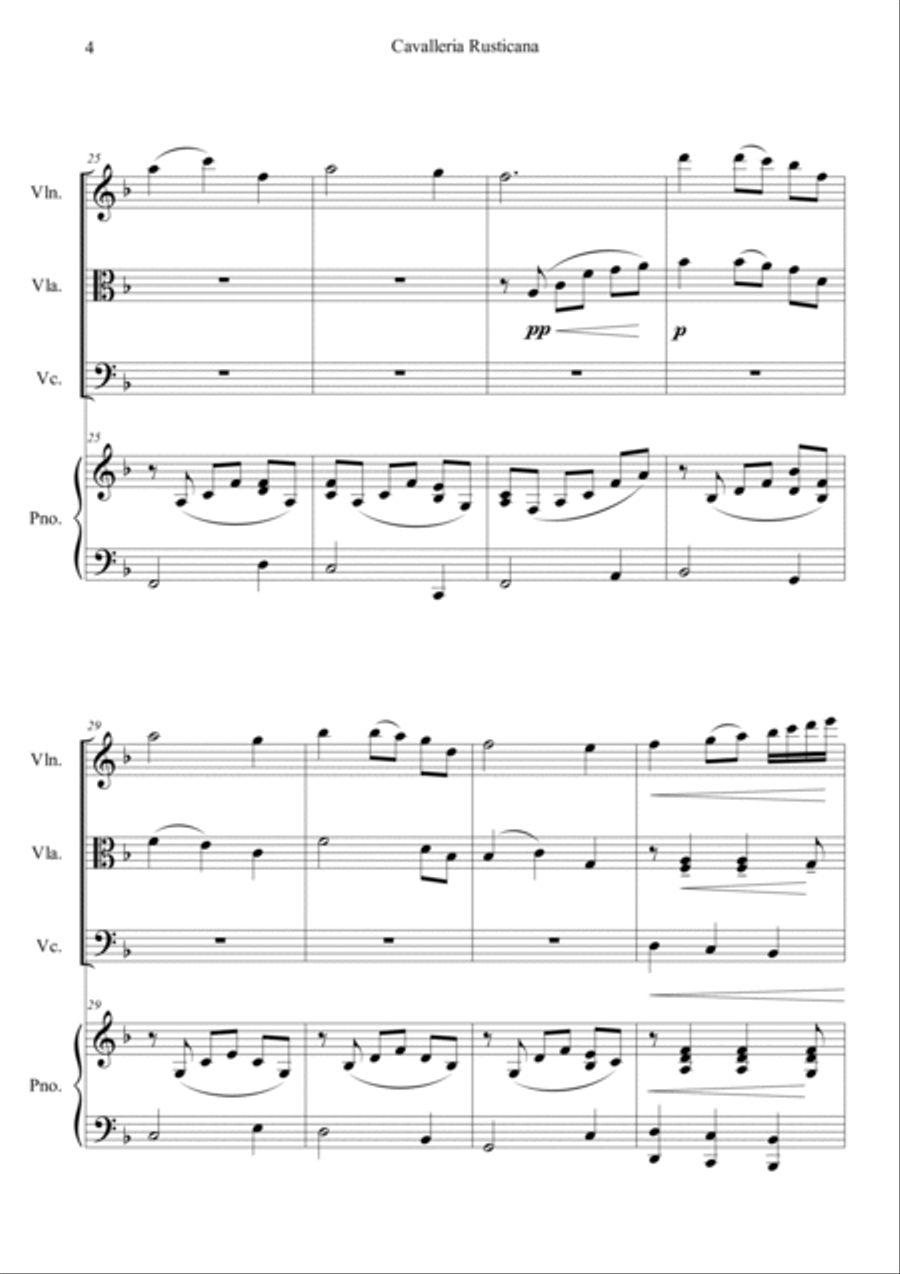 Cavalleria Rusticana Cavalleria Rusticana Piano Quartet scores gallery preview page 4