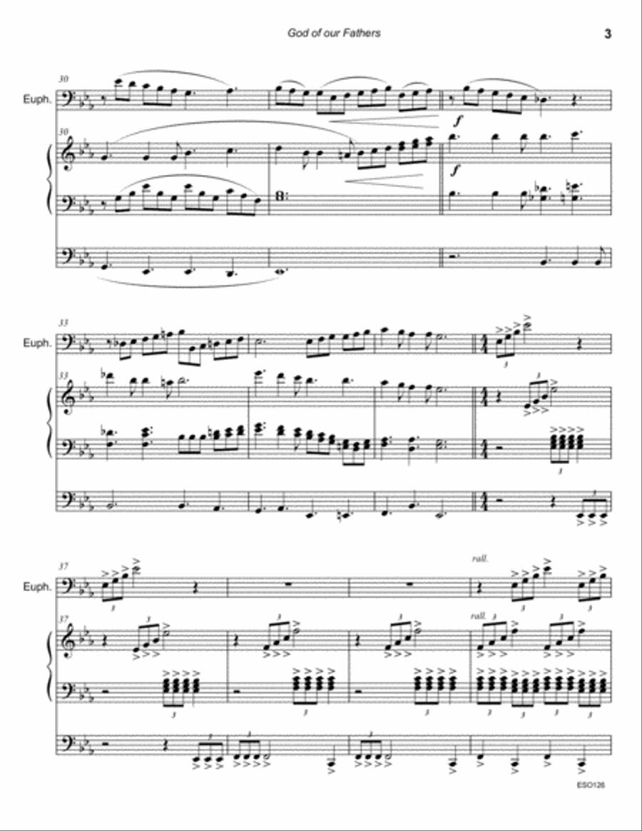 GOD OF OUR FATHERS - EUPHONIUM (Trombone) SOLO with Organ Accompaniment Small Ensemble scores gallery preview page 3