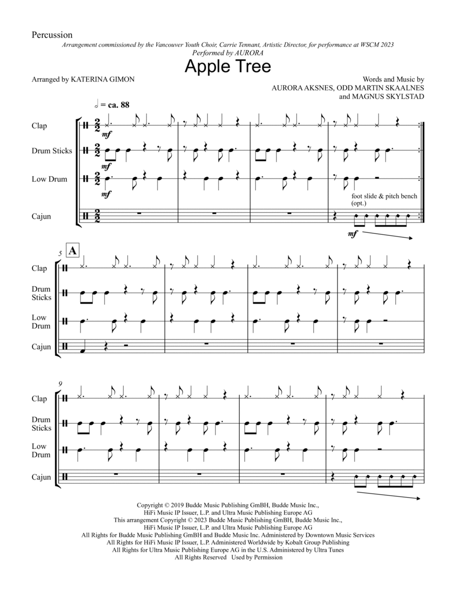 Apple Tree (arr. Katerina Gimon) - Aux Percussion Choir scores gallery preview page 1
