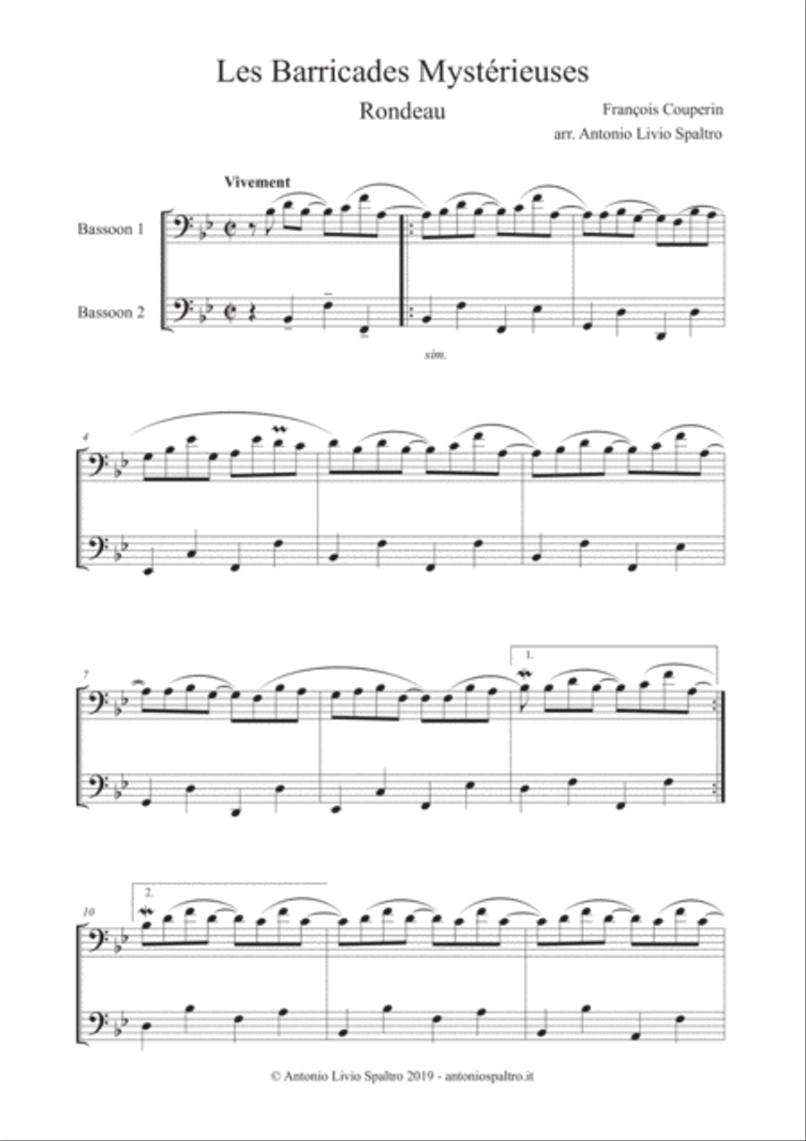 Les Barricades Mystérieuses for Bassoon Duet Woodwind Duet scores gallery preview page 2