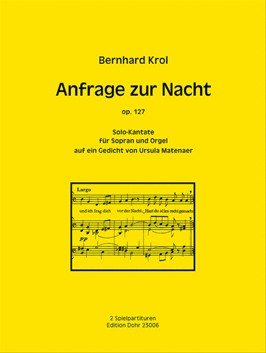 Anfrage zur Nacht op. 127 (1992) -Solo-Kantate für Sopran und Orgel- Score scores gallery preview page 1