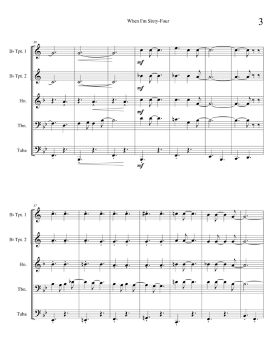 When I'm Sixty-Four Brass Ensemble scores gallery preview page 5