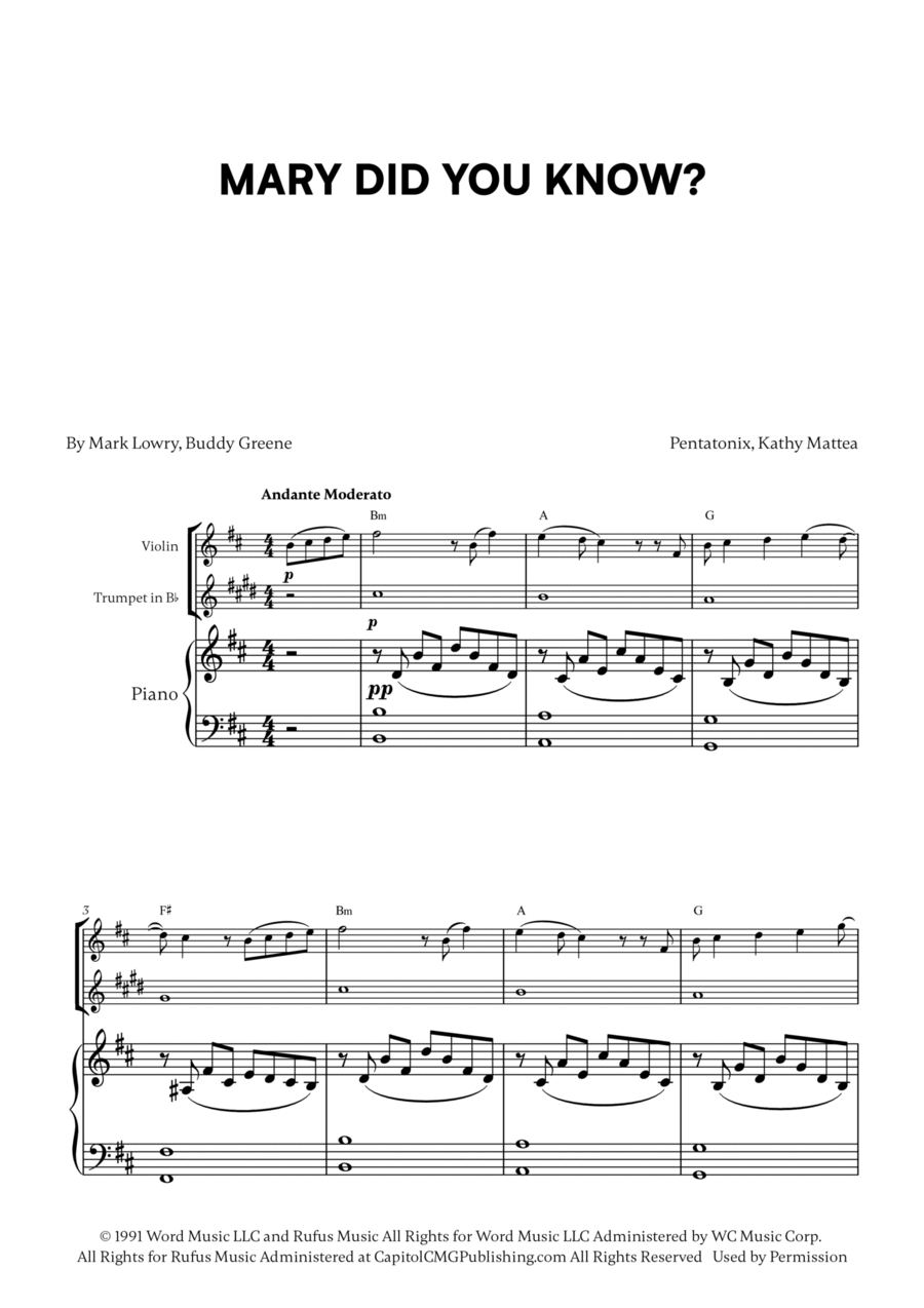Mary, Did You Know? Mary, Did You Know? B-Flat Trumpet scores gallery preview page 1