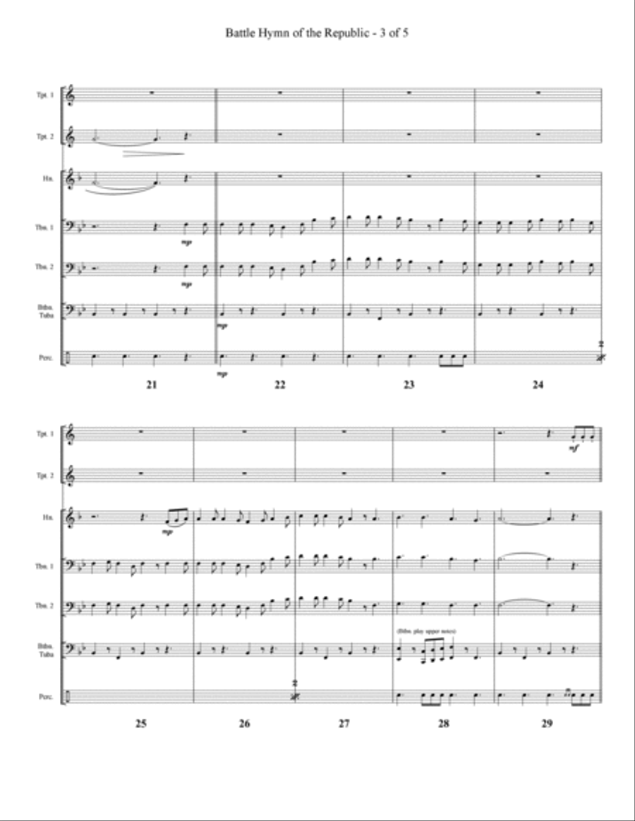 Battle Hymn of the Republic Brass Ensemble scores gallery preview page 5