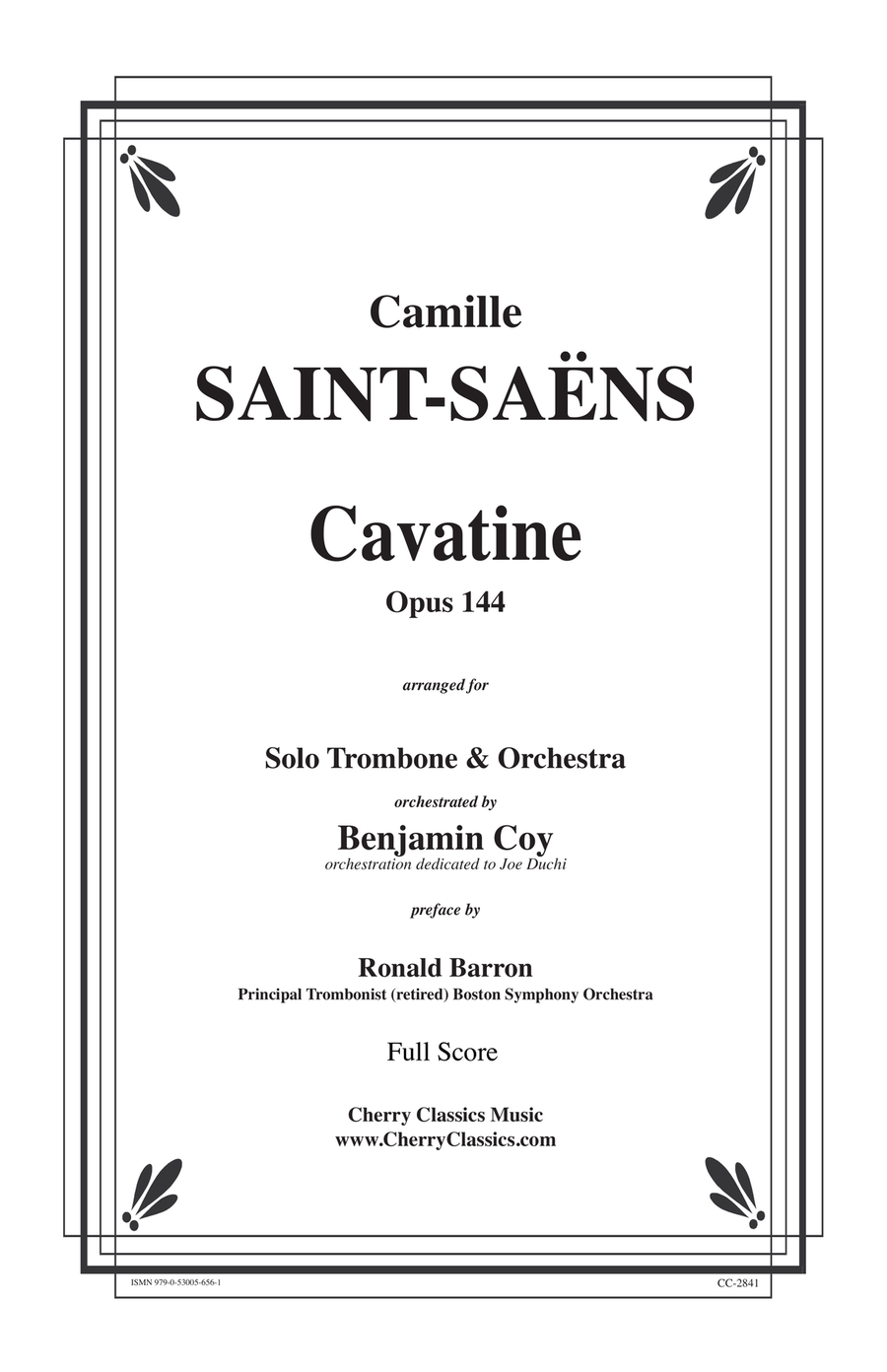Saint-Saëns (Saint Saens) Cavatine for Trombone and Orchestra Full Orchestra scores gallery preview page 1