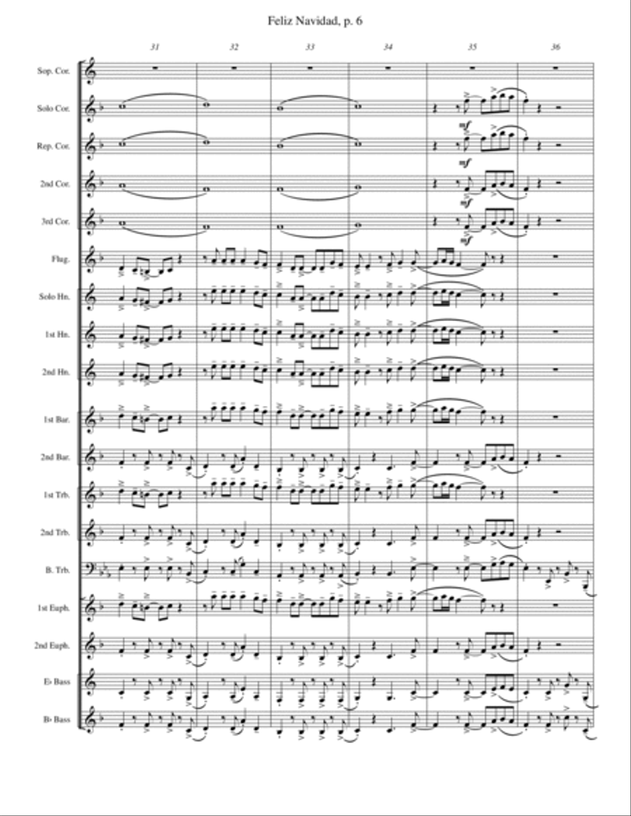 Feliz Navidad Brass Band scores gallery preview page 6