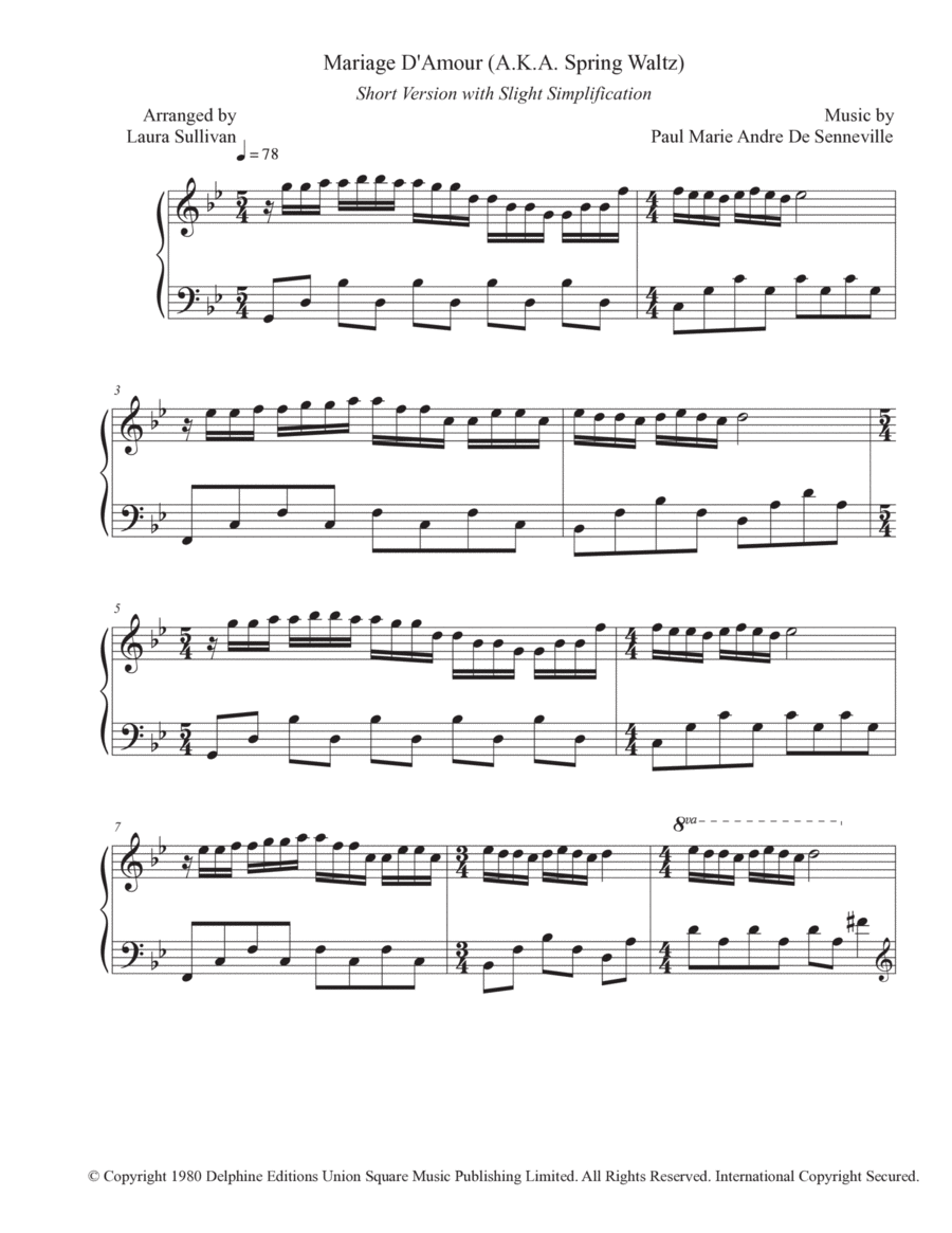 Mariage D'amour Piano Solo scores gallery preview page 1
