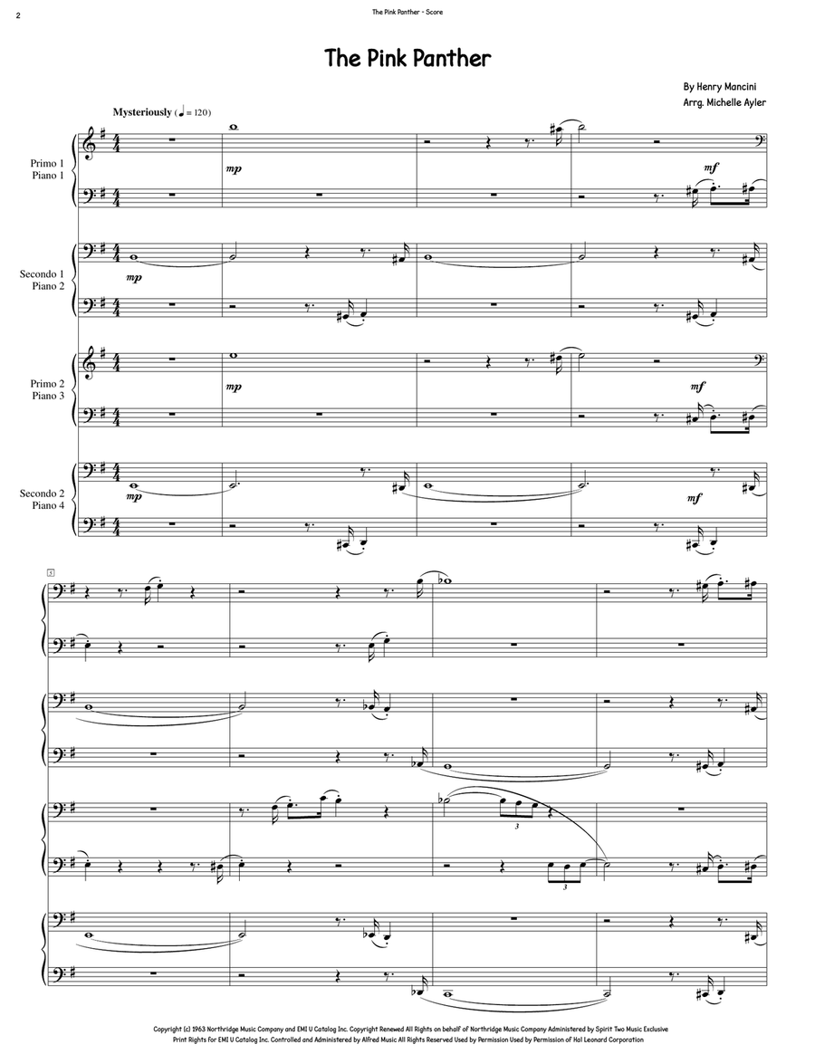 The Pink Panther from THE PINK PANTHER Piano Quartet scores gallery preview page 2