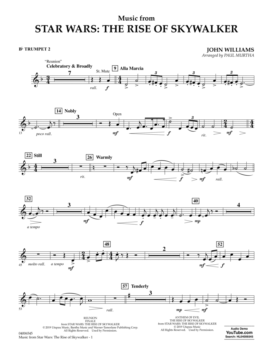Music from Star Wars: The Rise of Skywalker (arr. Paul Murtha) - Bb Trumpet 2