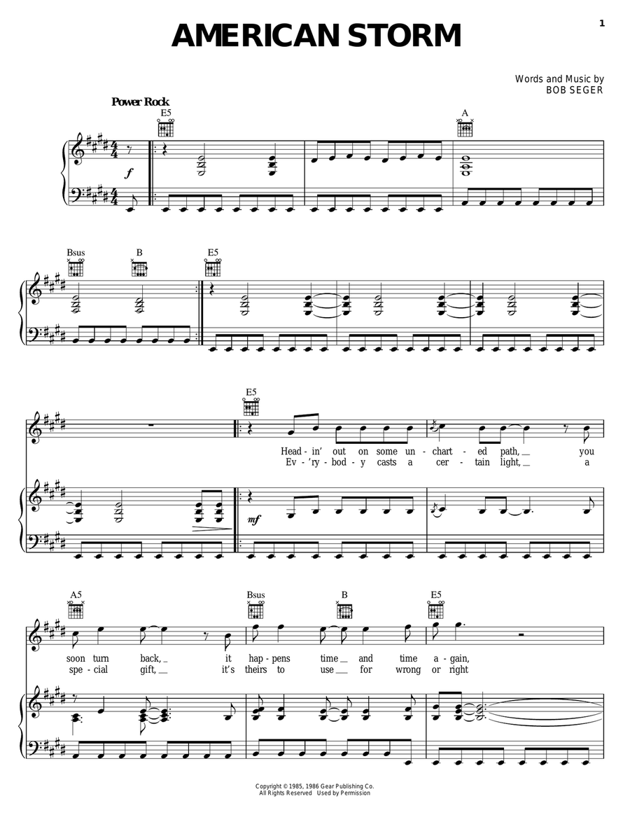 American Storm Piano, Vocal, Guitar scores gallery preview page 1
