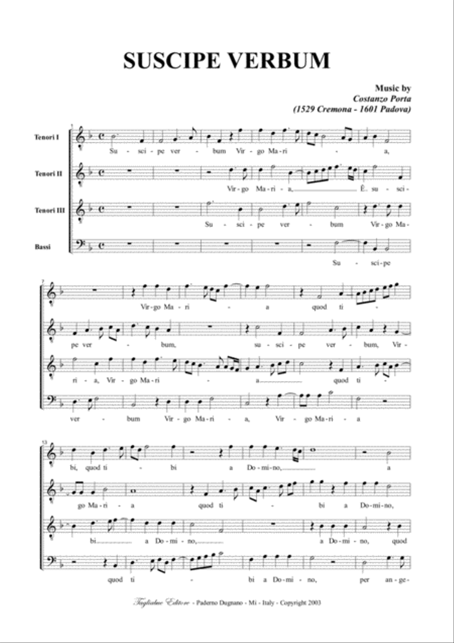 SUSCIPE VERBUM - C. Porta - For TTTB Choir 4-Part scores gallery preview page 2
