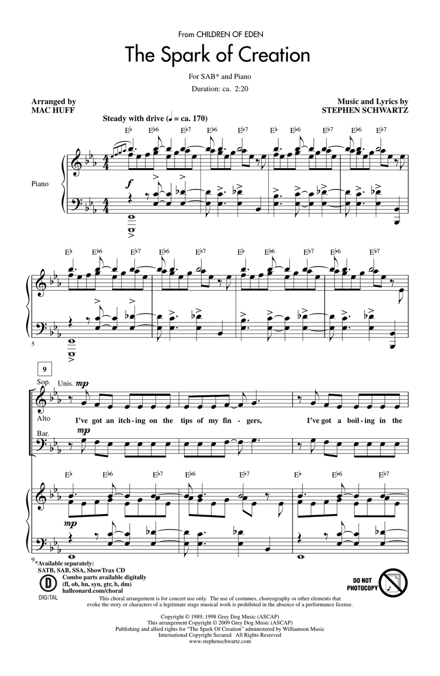 The Spark Of Creation (from Children of Eden) 3-Part scores gallery preview page 1