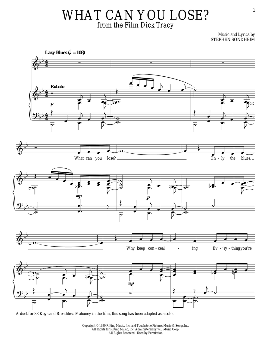 What Can You Lose Piano, Vocal scores gallery preview page 1