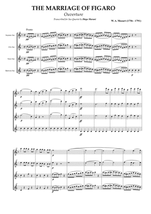 Overture from the opera "The Marriage of Figaro" for Saxophone Quartet (SATB)