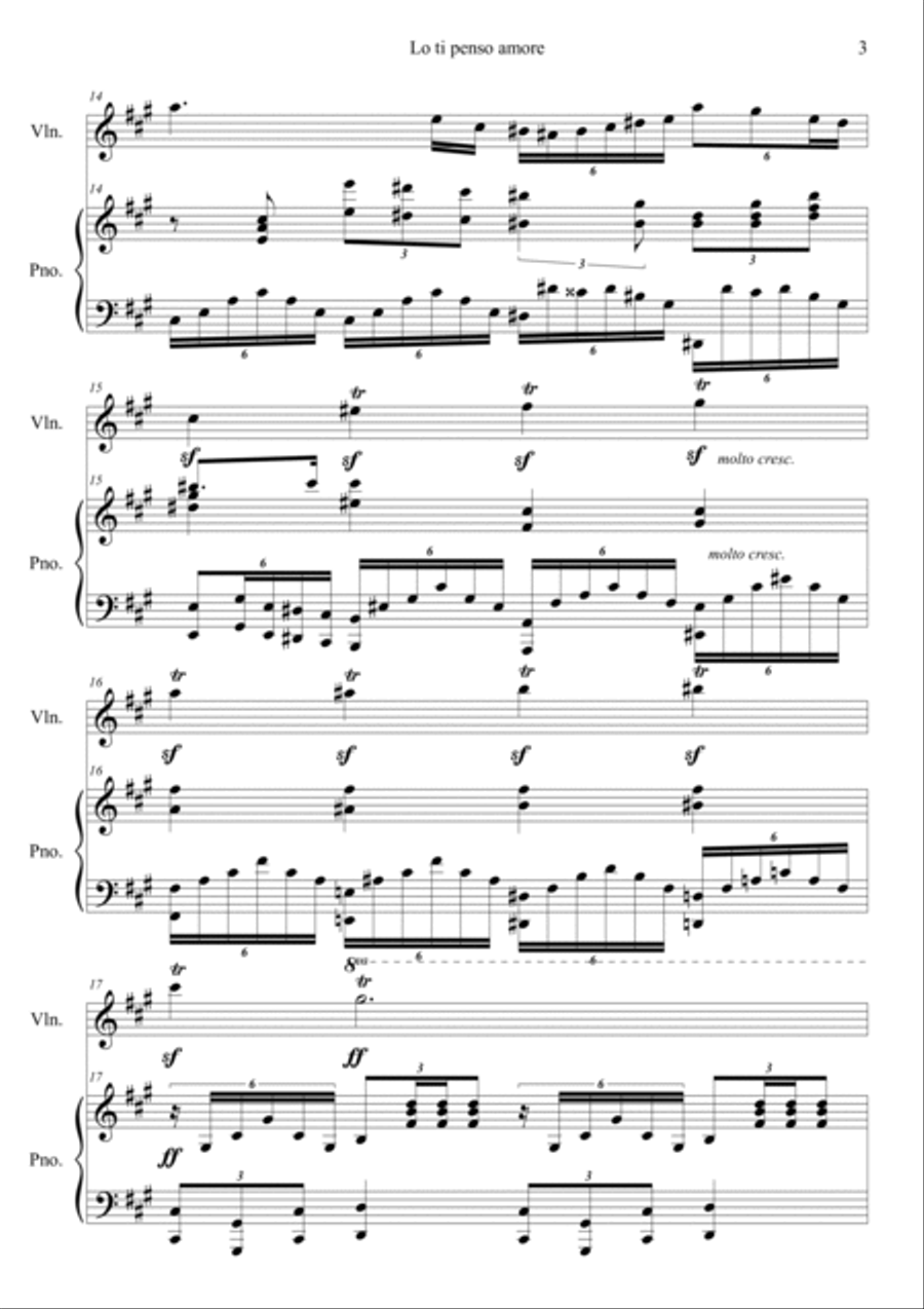 Lo Ti Penso Amore (Paganini OST_based on Violin Concerto no.4) Violin Solo scores gallery preview page 3