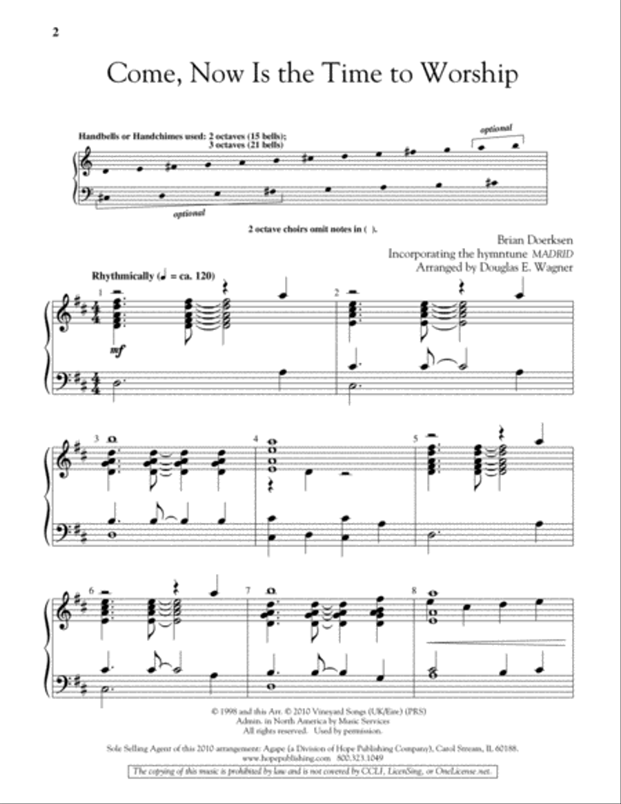 Come, Now Is the Time to Worship 3-Octaves scores gallery preview page 2