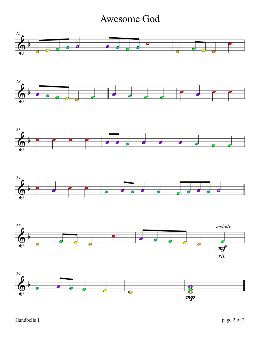 Awesome God Handbell Choir scores gallery preview page 5