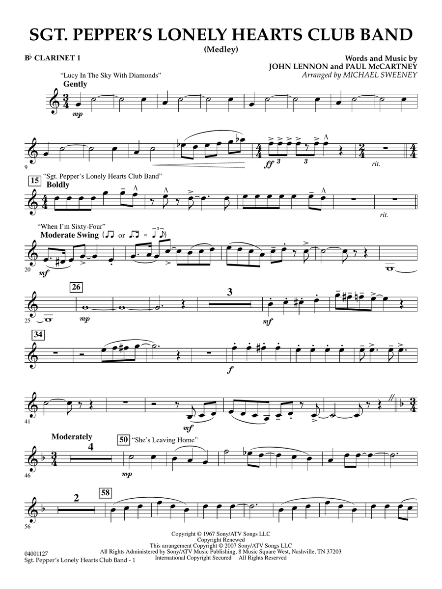 Sgt. Pepper's Lonely Hearts Club Band (Medley) (arr. Michael Sweeney) - Bb Clarinet 1