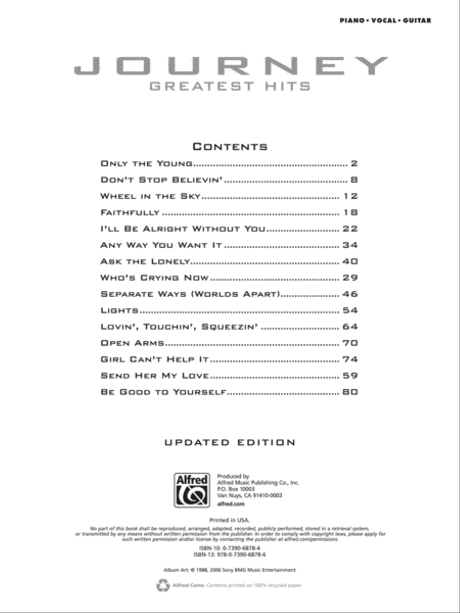 Journey -- Greatest Hits Piano, Vocal, Guitar scores gallery preview page 2