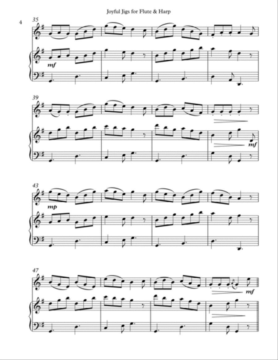 Joyful Jigs, Duet for Flute and Harp Flute scores gallery preview page 4