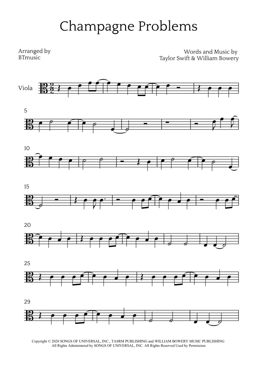 Champagne Problems Viola Solo scores gallery preview page 1