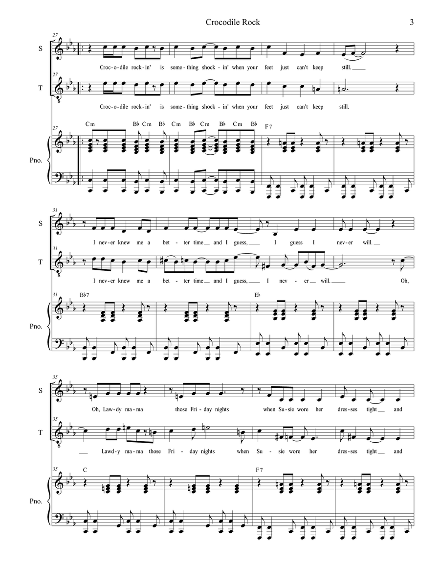 Crocodile Rock Vocal Duet scores gallery preview page 3