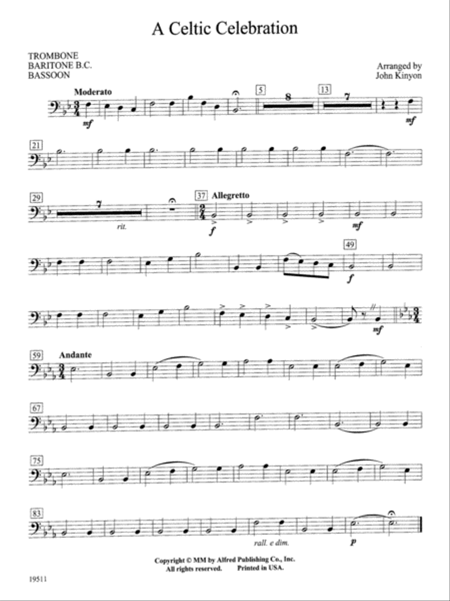 A Celtic Celebration: 1st Trombone Concert Band scores gallery preview page 1
