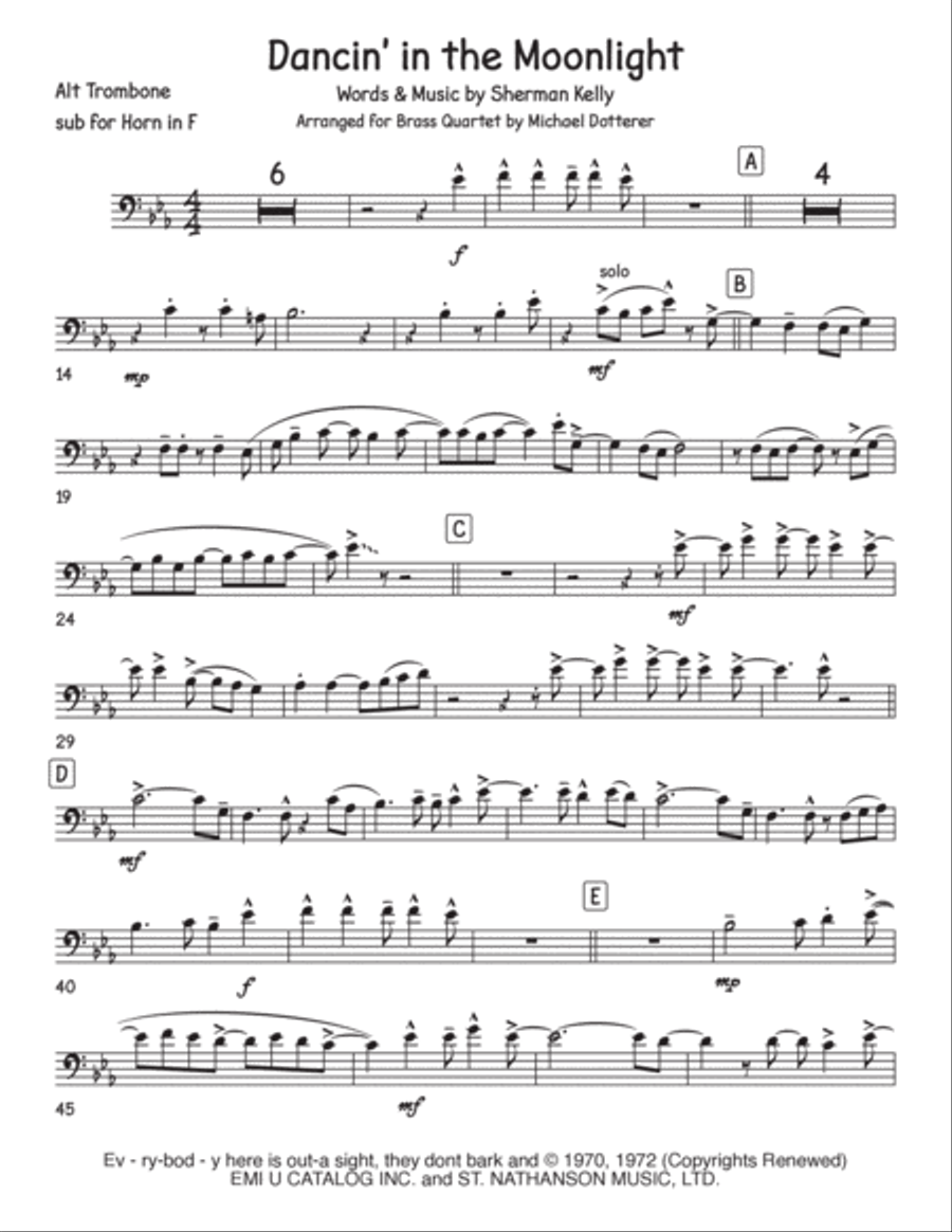 Dancin' In The Moonlight Horn scores gallery preview page 4