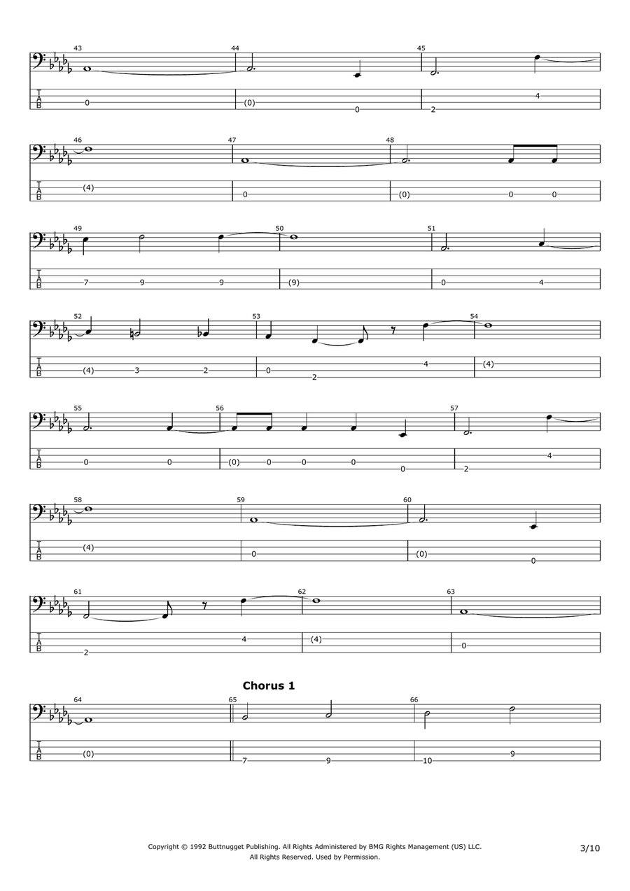 Rooster Bass Guitar Tablature scores gallery preview page 3