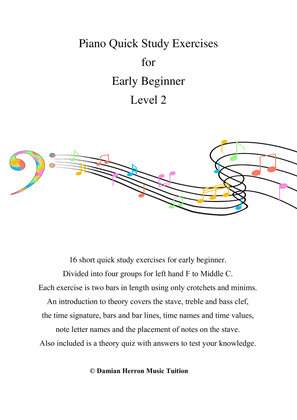 Piano Quick Study Exercises for Early Beginner Level 2