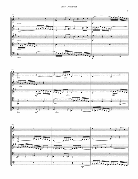 Prelude No. 7 from WTC Book 1, BWV 852 for Brass Quintet