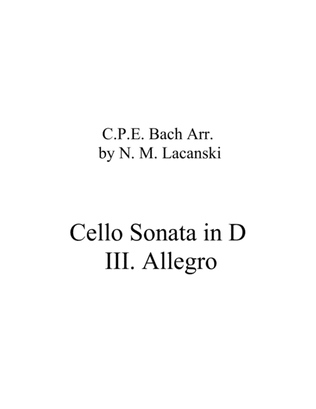 Book cover for Sonata in D for Cello and String Quartet III. Allegro