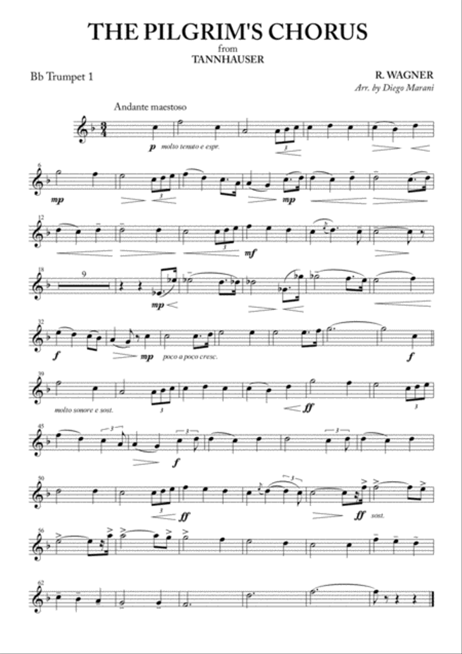 The Pilgrim's Chorus for Brass Quintet Brass Quintet scores gallery preview page 1