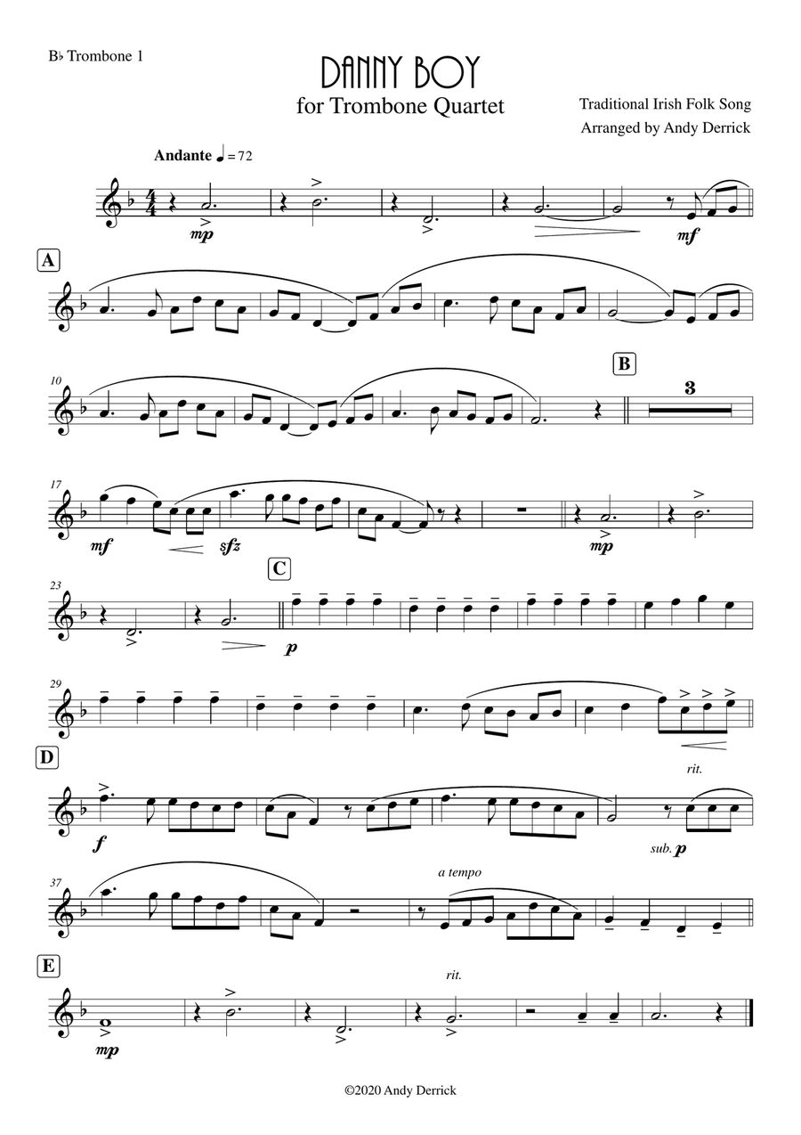 Danny Boy for Trombone Quartet Trombone Quartet scores gallery preview page 5