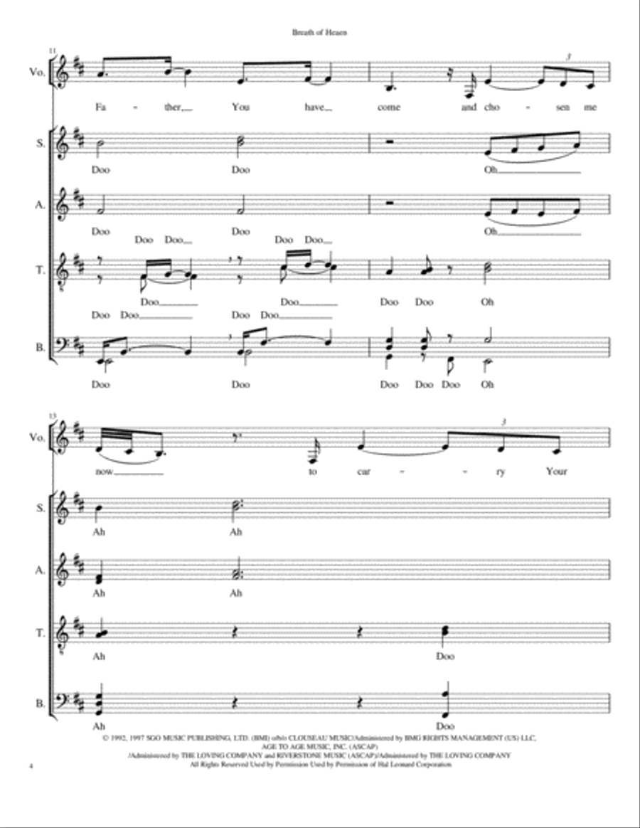 Breath Of Heaven (Mary's Song) 4-Part scores gallery preview page 4