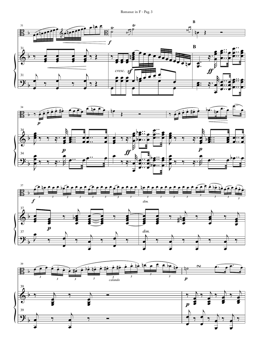 Romance in F for Viola and Piano Piano scores gallery preview page 3