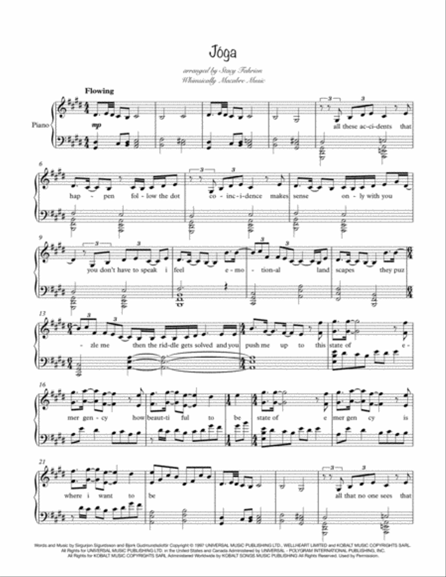 Joga Piano Solo scores gallery preview page 1